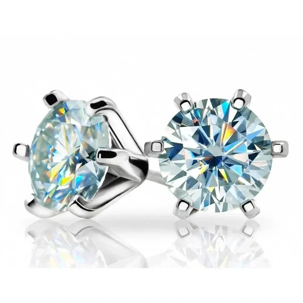 2.14 Ct Vvs+1 Gift Blue White Moissanite Diamond 925 Sterling Silver Earring